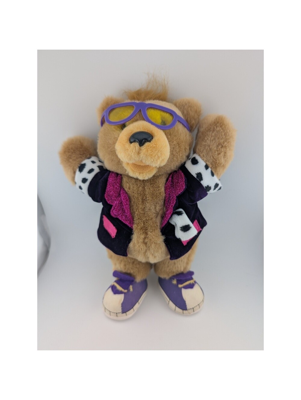 Teddy Grahams Bear Vintage Nabisco Stuffed Animal Purple Jacket Sunglasses 11"